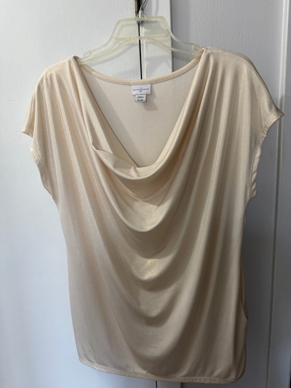 SMITH Satin Cowl Neck Top in Ivory